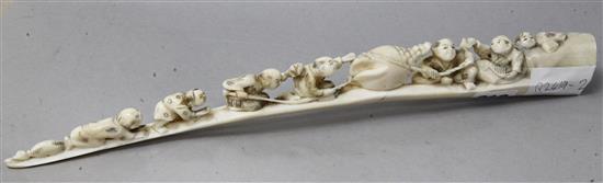 A Japanese walrus tusk carving, early 20th century